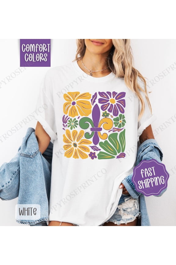 Cute Nola Boho Flower Fleur De Lis Floral T-Shirt All Size S-3XL
