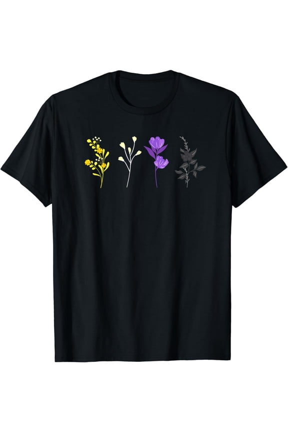 Cute Non-Binary Flowers Q Floral Nonbinary T-Shirt
