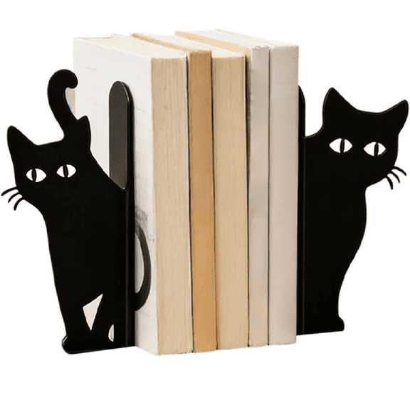 Cute Non-Slip Cat Bookends  Peeping Kitty Book Stopper for Bookshelf, Decorative Animal Bookend for Home, Bedroom, Desk & Office, Ideal for Reading Lovers (RL 1 Pair)