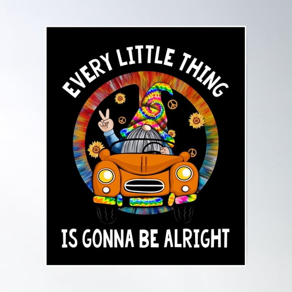 Cute Nordic Gnome Hippie Van Tie Dye Peace Love Sunflower Hippy Soul Poster Wall Art, Modern Wall Decor, 8x12 UNFRAMED