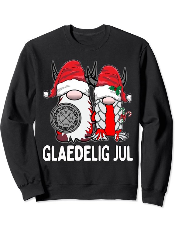 Cute Nordic Gnome Viking Tomte Couple Glaedelig Jul Danish Sweatshirt