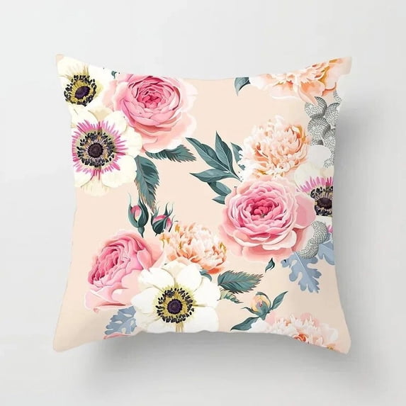 Cute Nordic Simple Flowers Home Decoration Simple Square Decorative Cushion Cover Sofa Pillow Cover