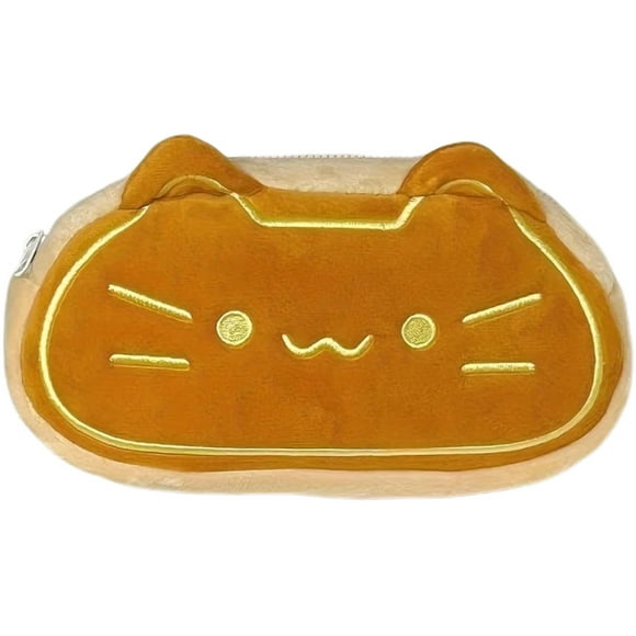 Cute Novelty Funny Caramel Cat Soft Stuffed Surface Fluffy Clothes Zipper Pencil Box Pencil Case Pencil Storage Holder Pouch Pen Bag