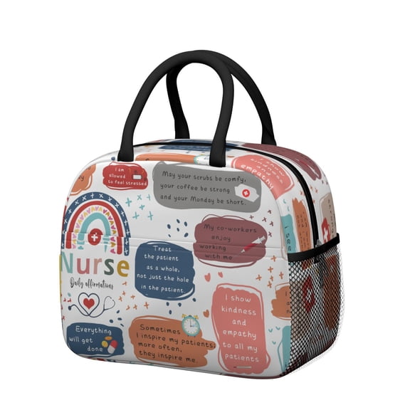Cute Nurse Aesthetic Lunch Bag - Reusable Thermal Insulated Lunch Box for Nursing Professionals, Splash-Proof & Sturdy Build with Reinforced Handles, Large Capacity for Meal Prep (Funny & Practical)