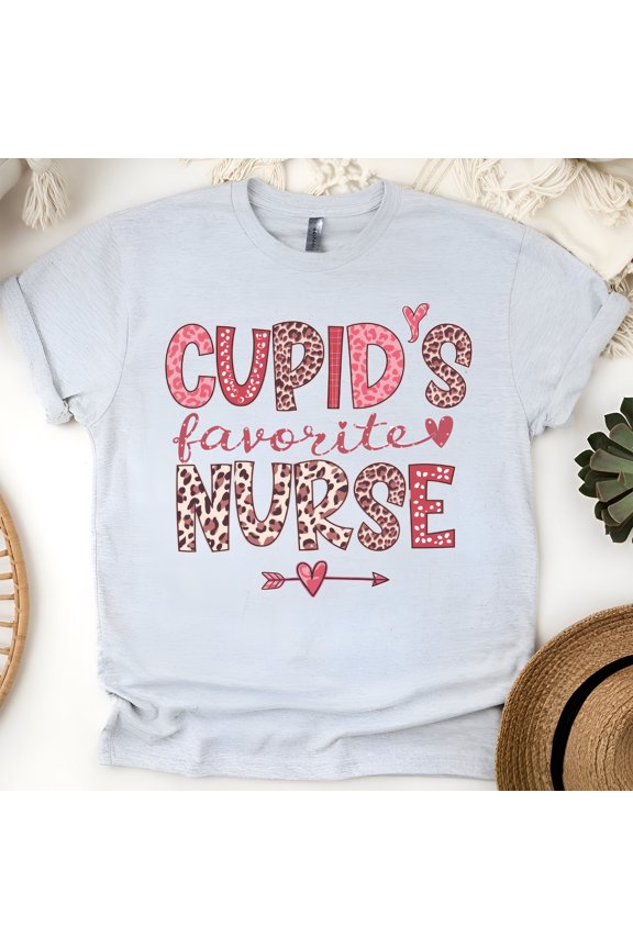 Cute Nurse Appreciation T-Shirt, Unisex Casual Heart and Arrow Tee, Ash, Size M