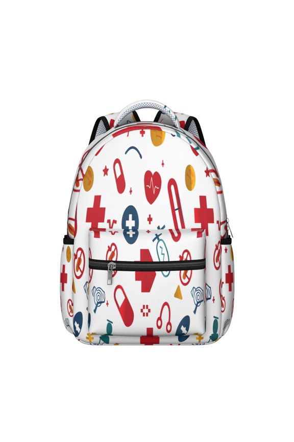 Cute Nurse Students Backpack Nursing Life School Bag with Funny Nurse Aesthetic Design, Lightweight and Durable for Future Nurses and Students