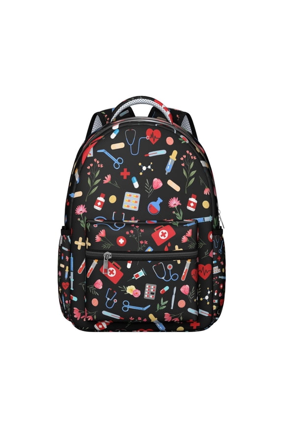 Cute Nurse Students Backpack Nursing Life School Bag with Funny Nurse Aesthetic Design, Lightweight and Durable for Future Nurses and Students