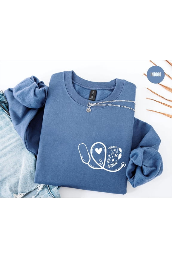 Cute Nurse Sweatshirt , Floral Stethoscope Sweatshirt , Nursing School , Healthcare , Medicine Shirt, Doctor Shirt,Medical Assistant Tshirt All Size S-5XL