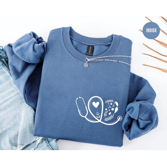 Cute Nurse Sweatshirt , Floral Stethoscope Sweatshirt , Nursing School , Healthcare , Medicine Shirt, Doctor Shirt,Medical Assistant Tshirt All Size S-5XL