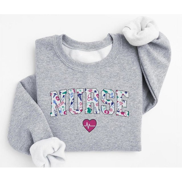 Cute Nurse Sweatshirt, RN Life Oversized Crewneck, Medical Theme Nurse Gift, Nursing Appreciation Pullover