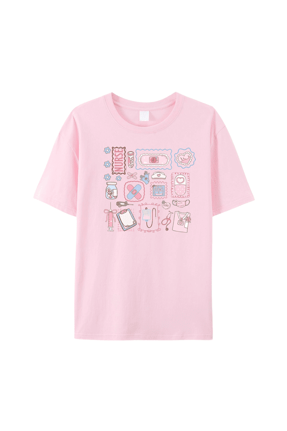 Cute Nurse T Shirt, Medical Supplies Graphic Tee, Nursing Student Tshirt, Healthcare Worker Gift for Women and Registered Nurses