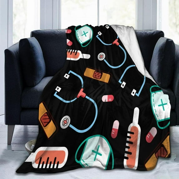 Cute Nurse Ultra-Soft Micro Fleece Blanket Throw All Seasons, Lightweight Warm for Bed or Couch