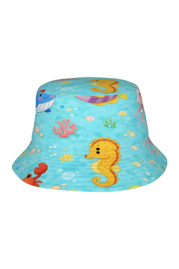 Cute Ocean Animals Fisherman's Hat Lightweight and Breathable Sun Hat Suitable for Both Men and Women