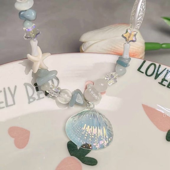 New Cute Ocean Shell Starfish Ladies Imitation Pearl Necklace Versatile Temperament Jewelry Gift
