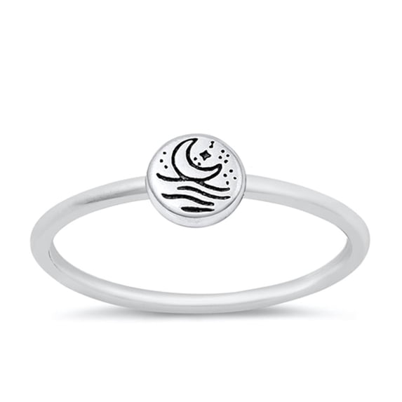 Cute Ocean Sunset Ring .925 Sterling Silver Beach Scene Band Jewelry Female Male Unisex Size 9