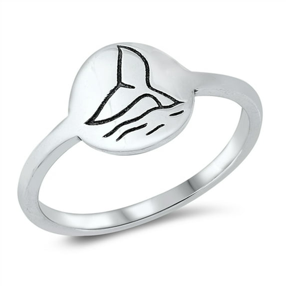Cute Ocean Whale Tail Animal Ring .925 Sterling Silver Band Jewelry Female Male Unisex Size 10