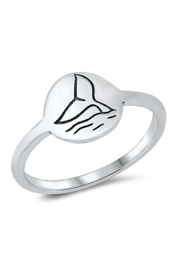 Cute Ocean Whale Tail Animal Ring .925 Sterling Silver Band Jewelry Female Male Unisex Size 7