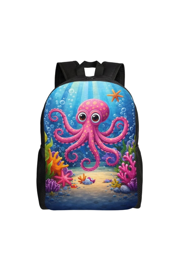 Cute Octopus Backpack Full Front Print Travel Laptop Bag for Men and Women