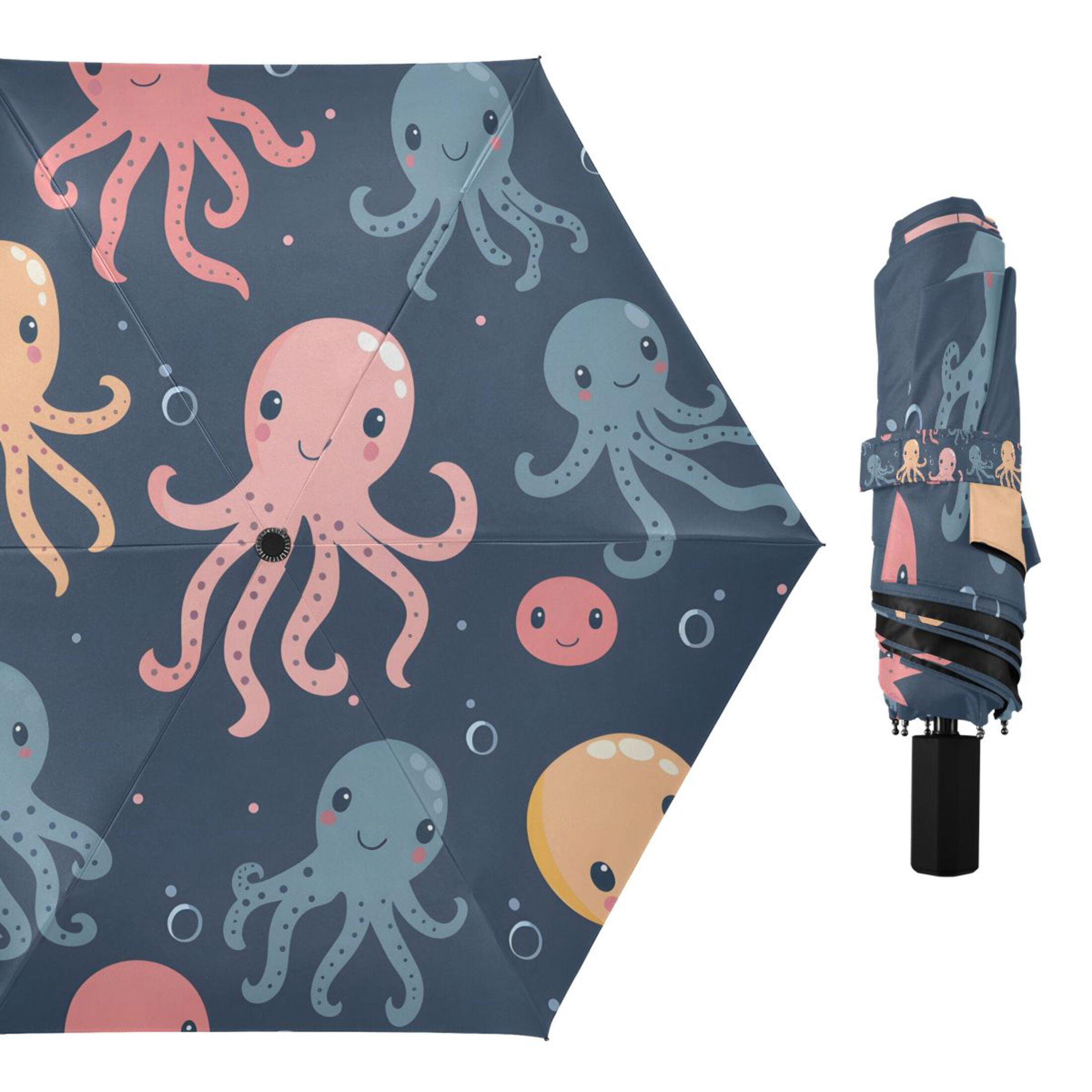 Cute Octopus Compact Sun Umbrella Windproof Travel Umbrellas for Rain Strong Portable UV Protection