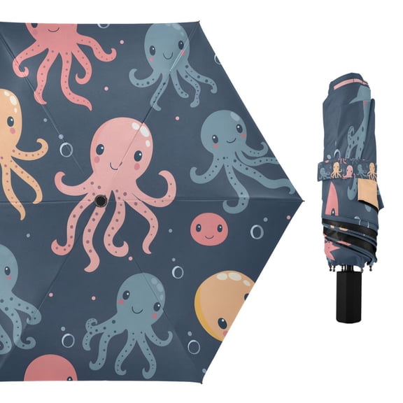 Cute Octopus Compact Sun Umbrella Windproof Travel Umbrellas for Rain Strong Portable UV Protection