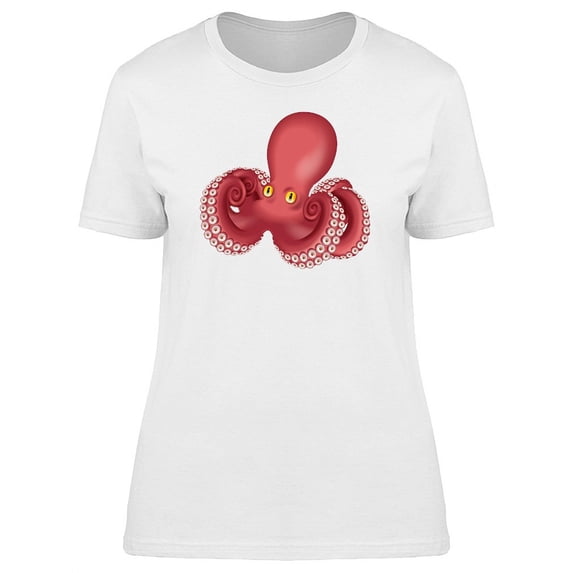 Cute Octopus Curled Tentacles T-Shirt Women -Image by Shutterstock, Female x-Large