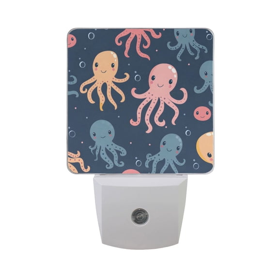 Cute Octopus Night Light 2 Pack LED Nightlight Plug into Wall Dusk to Dawn Sensor Soft White