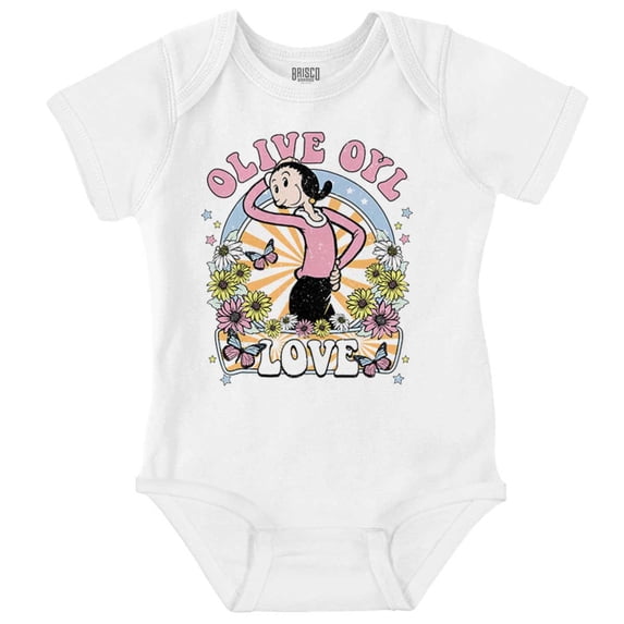Cute Olive Oyl Cartoon Flower Love Bodysuit Jumper Girls Infant Baby Brisco Brands NB