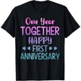 thumbnail image 1 of Cute One Year Together - for 1st Year Anniversary Couple T-ShirtMen's and women's gift, black and white T-shirt, size: Extra large S-4XL, 1 of 4