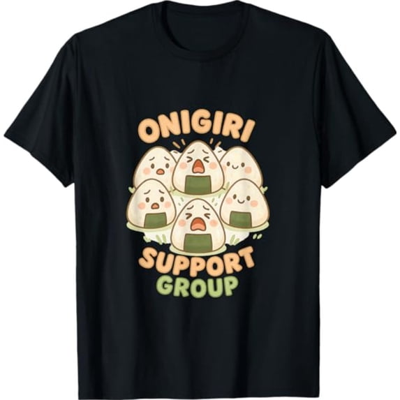 Cute Onigiri Support Group Circle Kawaii Sushi Snack Art T-Shirt ...