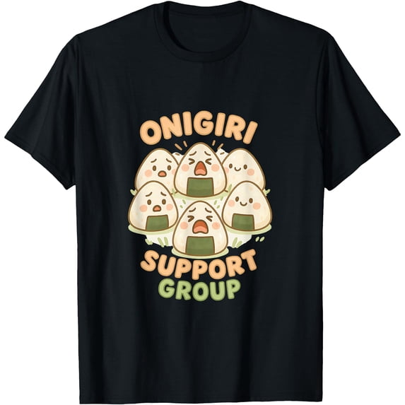 Cute Onigiri Support Group Circle Kawaii Sushi Snack Art T-Shirt ...