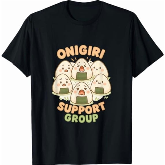 Cute Onigiri Support Group Circle Kawaii Sushi Snack Art T-Shirt ...
