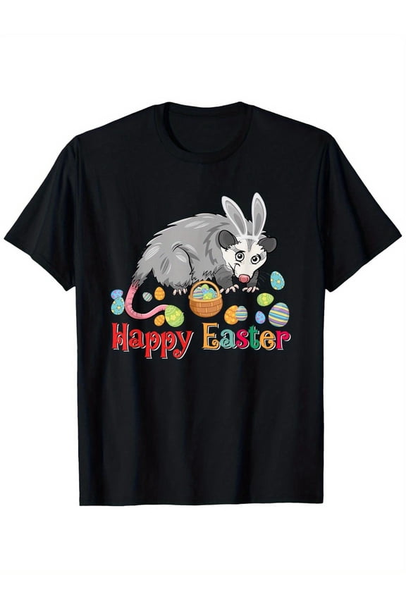 Cute Opossum Easter Bunny Ears T-Shirt, Funny Animal Holiday Tee, Happy Easter Spring Celebration Shirt, Unique Humorous Possum Lover Gift