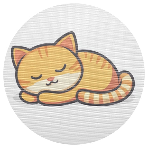 Cute Orange Cat Sleeping PVC Round Grid Placemat Table Mat 1 Pc 15.4" x 15.4"