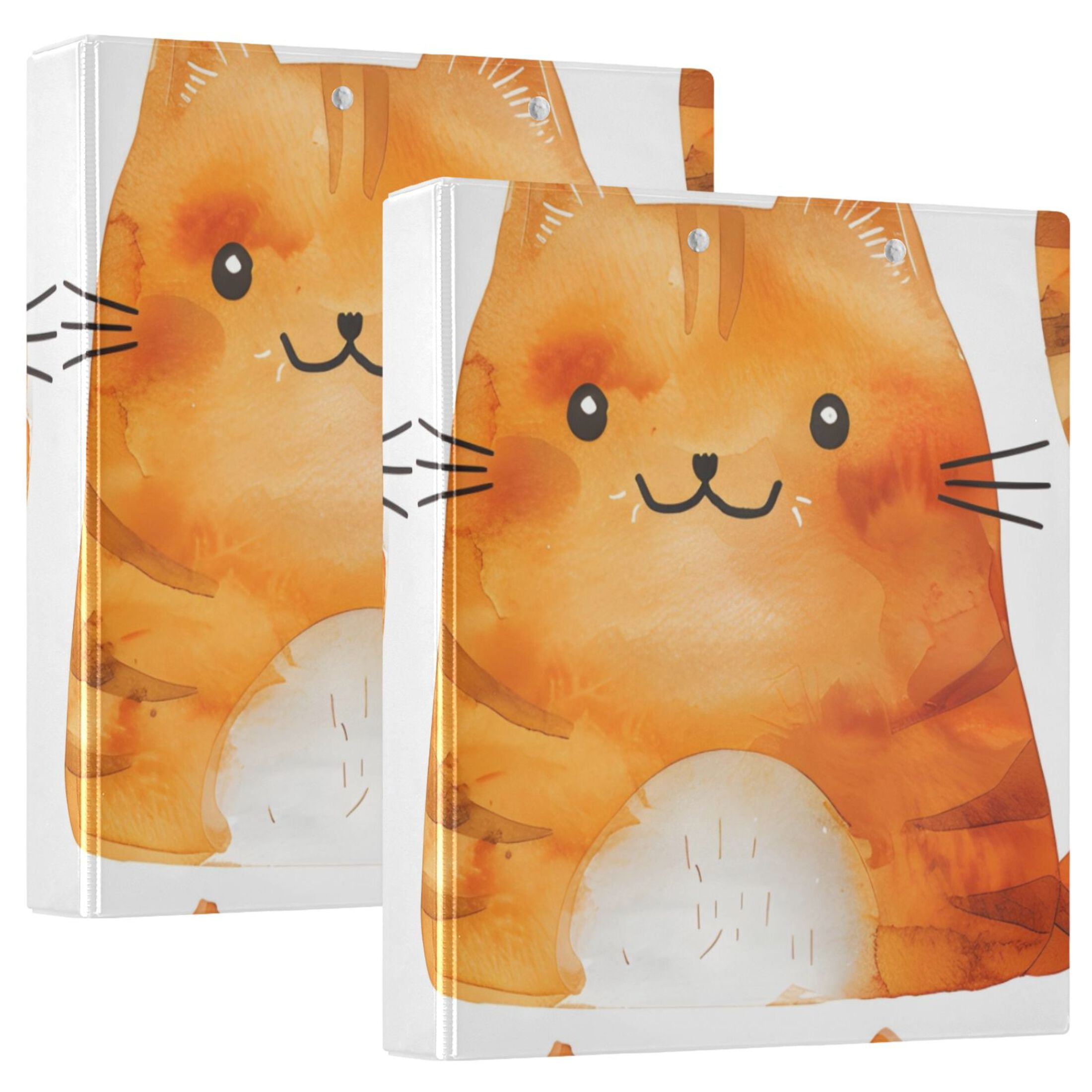 Cute Orange Cats 3 Ring Binders 1.5 inch Hardcover File Folders with Interior Pockets A4 Size Organizer for School Office Hospital