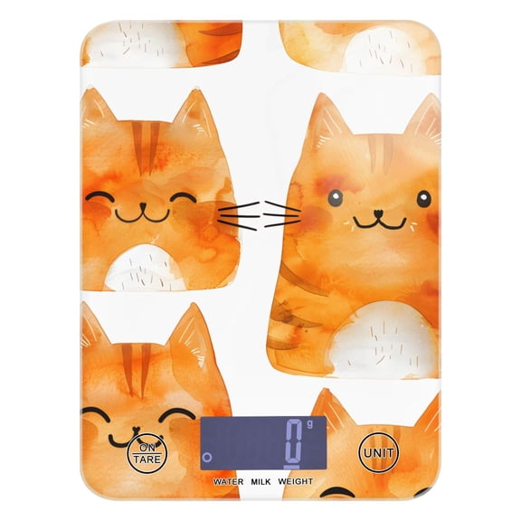 Cute Orange Cats Food Scale Digital Kitchen Scale Waterproof Grams Ounces lbs for Weight Loss