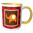 thumbnail image 1 of 3drose, Cute Orange Elephant - Childrens Art - Adorable Animals, 15oz Two-tone Yellow Mug, 1 of 6
