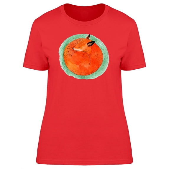 Cute Orange Fox Sleeping T-Shirt Women -Image by Shutterstock, Female Large