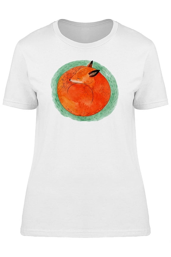 Cute Orange Fox Sleeping T-Shirt Women -Image by Shutterstock, Female Small