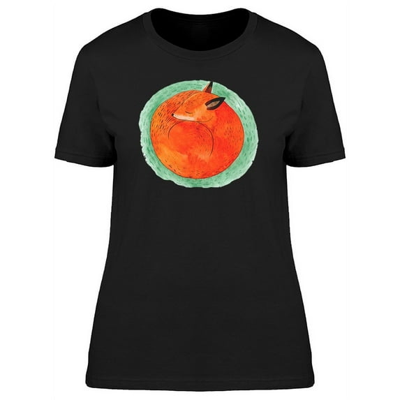 Cute Orange Fox Sleeping T-Shirt Women -Image by Shutterstock, Female XX-Large