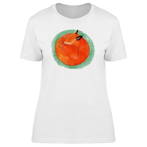 Cute Orange Fox Sleeping T-Shirt Women -Image by Shutterstock, Female x-Large