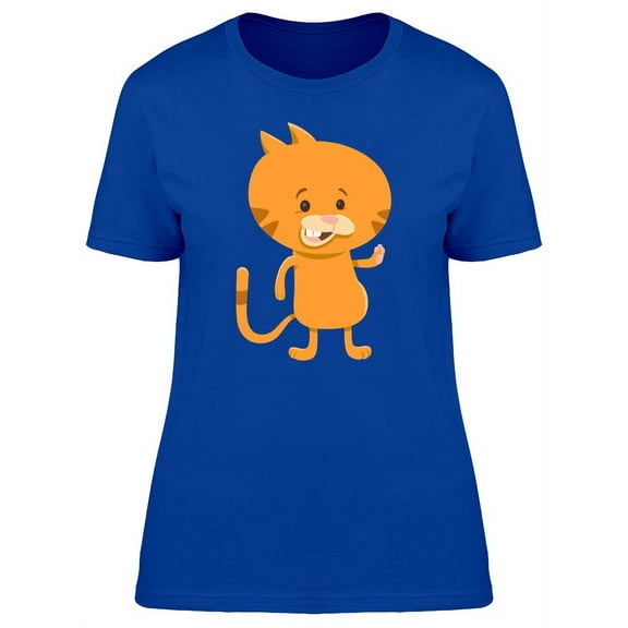Cute Orange Kitten Cartoon T-Shirt Women -Image by Shutterstock, Female Medium