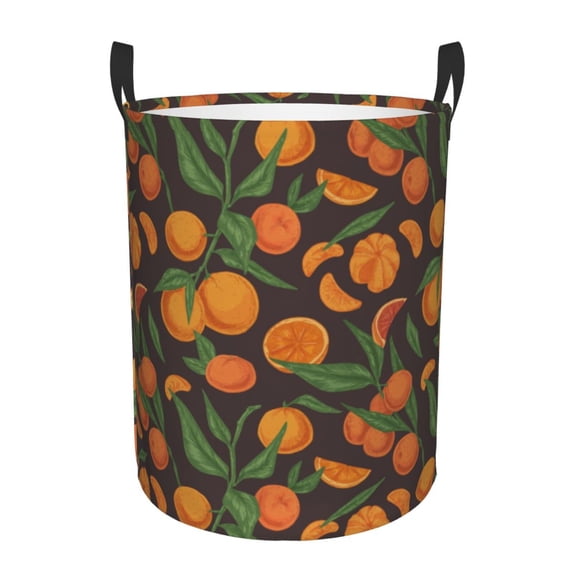 Cute Orange Leaves Black Laundry Basket, Laundry Hamper Waterproof Laundry Bag Clothes Hamper Laundry Bin with Handles for Bedroom, Living Room, Kids Room-#