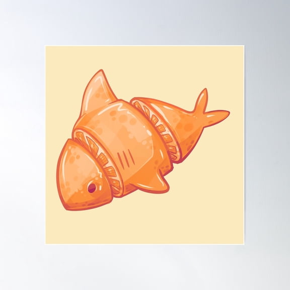 Cute Orange Lemon Shark Poster Wall Art, Modern Wall Decor For Living Room Bedroom, 24x24 UNFRAMED
