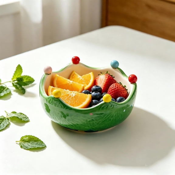 Cute Orange-Shaped Ceramic Fruit Bowl, Decorative Bowl, Table Centerpiece for Fruits, Candy, Appetizers, Suitable for Kitchen, Bedroom, Living Room and Office Counter