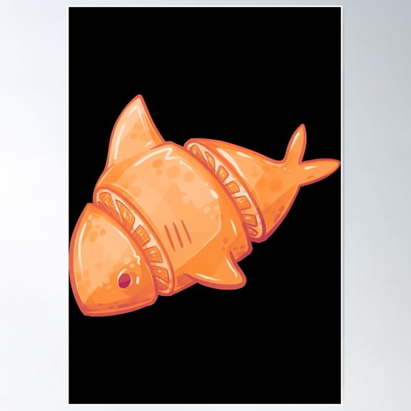 Cute Orange Shark Poster Wall Art, Modern Wall Decor For Living Room Bedroom, 8x12 UNFRAMED