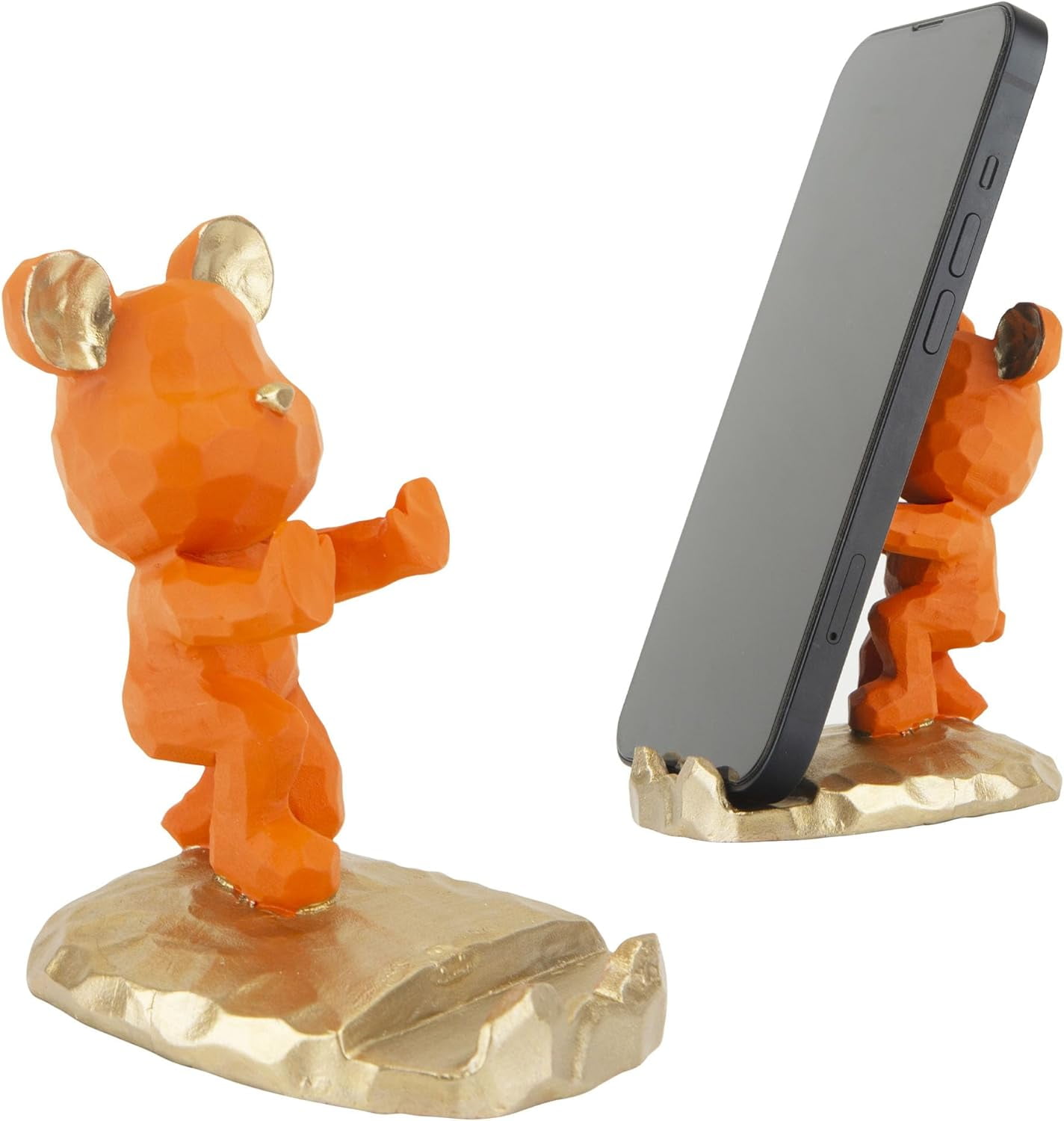Cute Orange Violent Bear Phone Stand Resin Animal Funny Smartphone