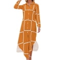 thumbnail image 1 of Cute Orange and White Geometric Pattern Long Sleeved Shirt Dress dresses with long sleeves Beachwear, 1 of 6