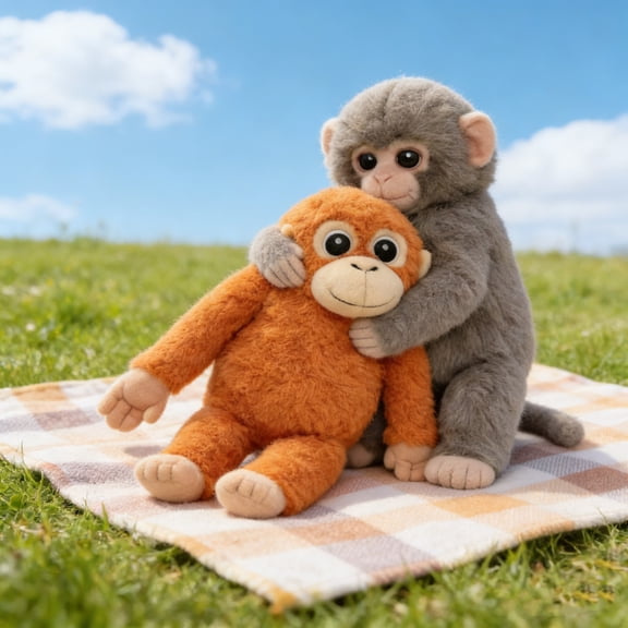 Cute Orangutan Monkey Plush Set, Cuddly Stuffed Toy for Kids & Family Room Decoration