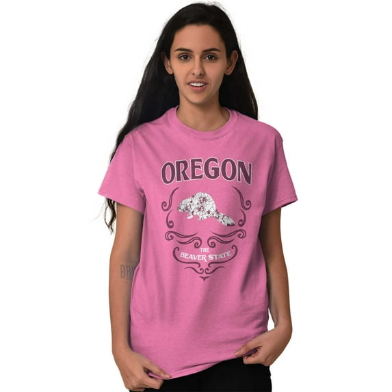 Cute Oregon Floral Beaver Symbol Women's Graphic T Shirt Tees Brisco Brands M