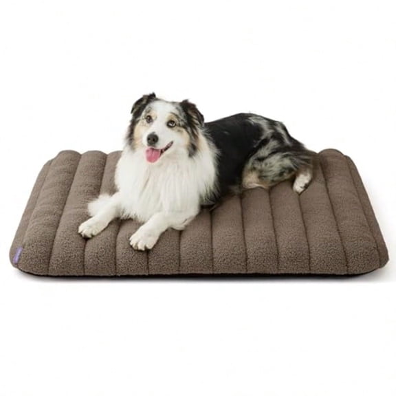 Cute Orthopedic Dog Bed Large Sized Dog Waterproof Chic Flat Pet Beds With Removable Washable Cover Fuzzy Thick Egg Crate Foam Pet Mat For Indoor Use 36 X 27 Brown